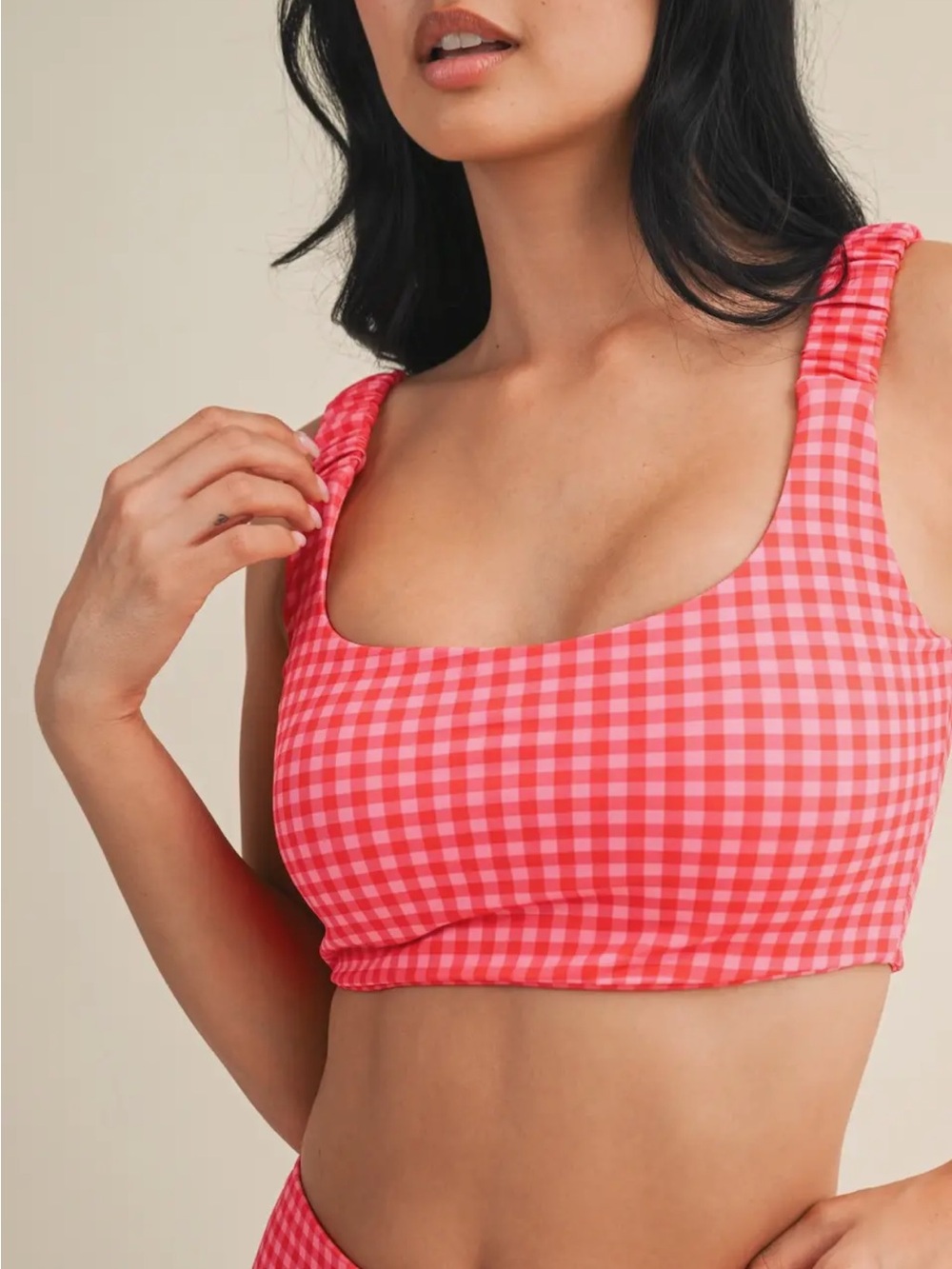 🆕💗HOT PINK GINGHAM PADDED SPORTS BRA